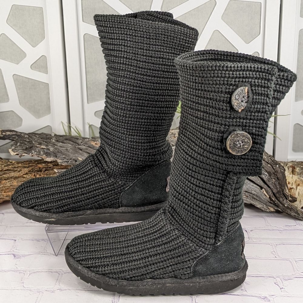 UGG® Classic Cardy Button Detailed Knit Boots - Picture 4 of 11